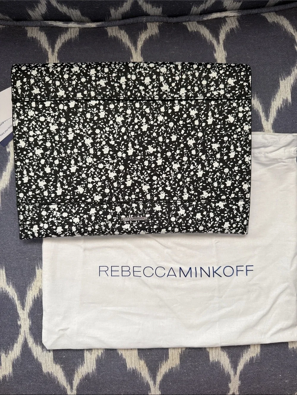 Rebecca Minkoff Black & White Floral Leo Fold-Over Clutch